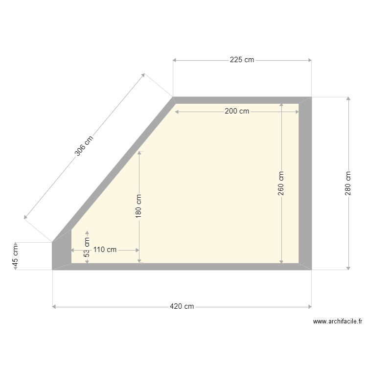 Coupe ORLANDO /GRANDET. Plan de 1 pièce et 8 m2