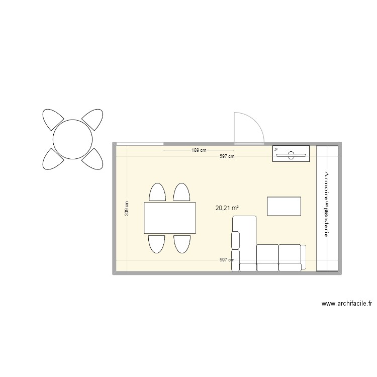 Plan appart rumilly. Plan de 1 pièce et 20 m2