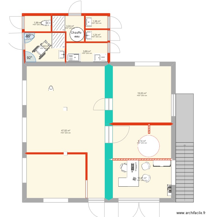 18eme projet sanitaire camping et sève de bouleau Caro. Plan de 10 pièces et 100 m2