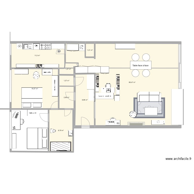 Van Becelaere 2e aménagement. Plan de 9 pièces et 119 m2