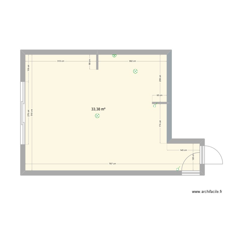appart__sans_meuble. Plan de 1 pièce et 33 m2