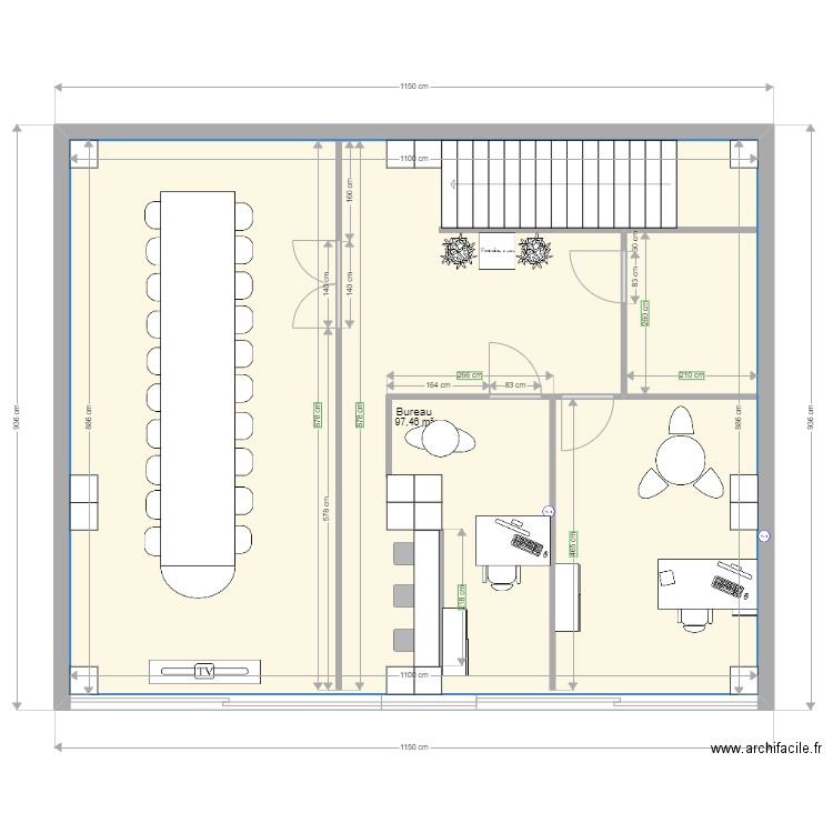 STEF étage. Plan de 1 pièce et 97 m2