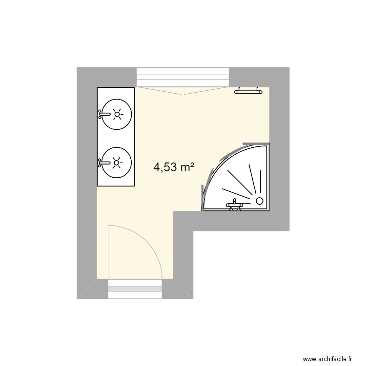 deschamps sdb. Plan de 1 pièce et 5 m2