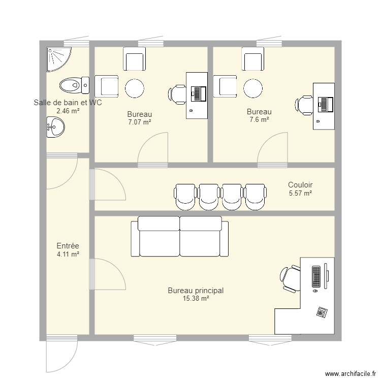 Beit Said. Plan de 6 pièces et 42 m2