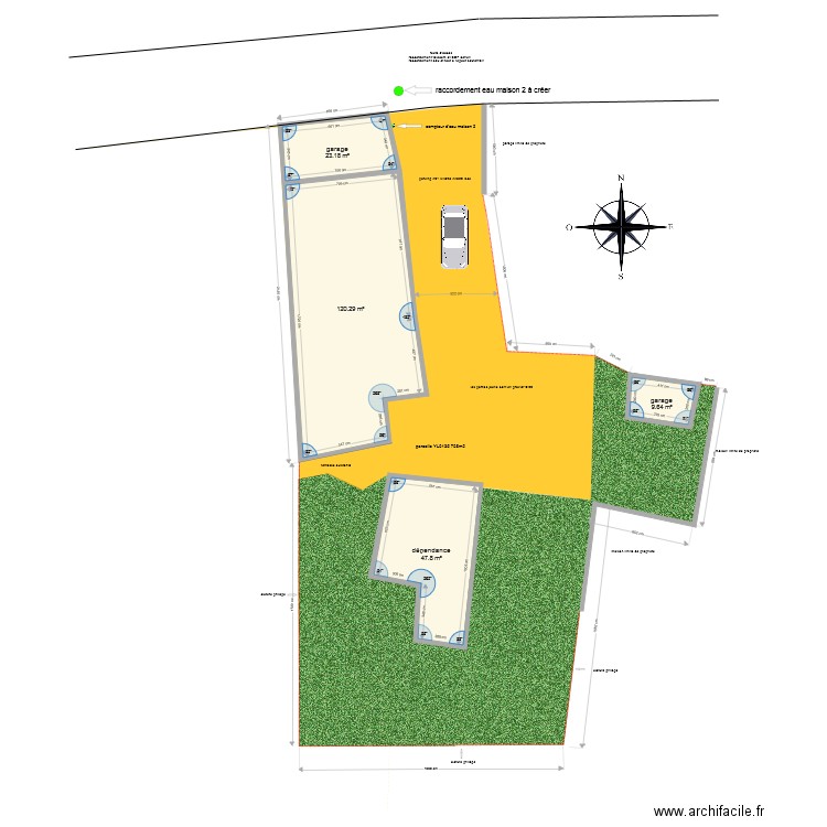 401 Villatte 44520 Issé plan de masse raccordement eau  maison 2. Plan de 0 pièce et 0 m2