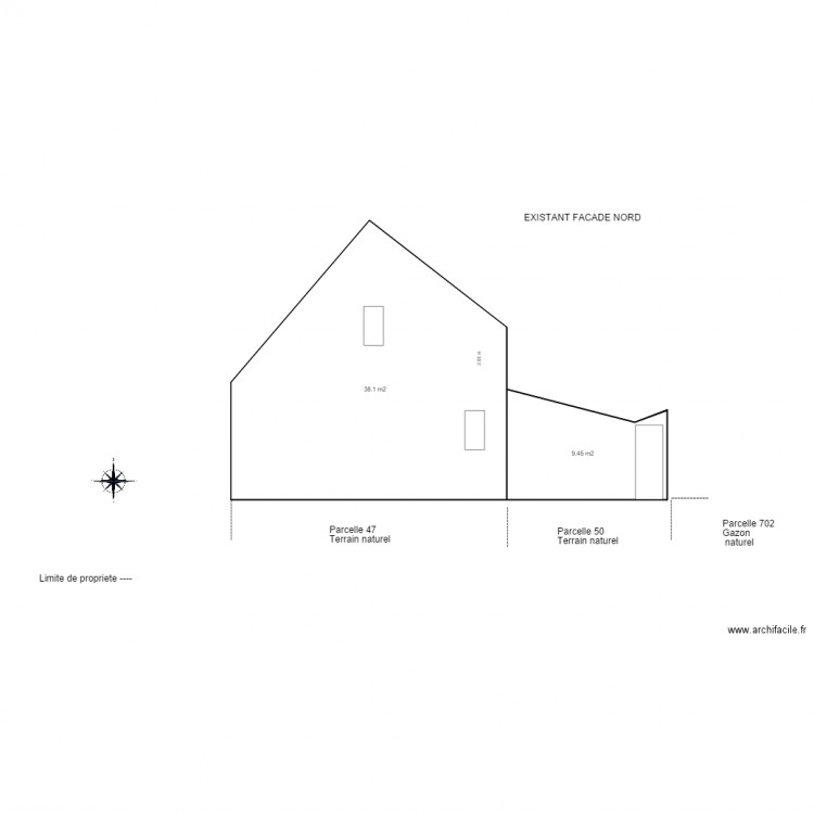 thierry facade nord existant 1. Plan de 0 pièce et 0 m2