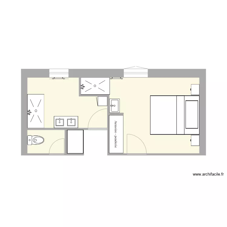 Chambre 12 m2 LM SDB. Plan de Chambre 12 m2 LM SDB. Plan de