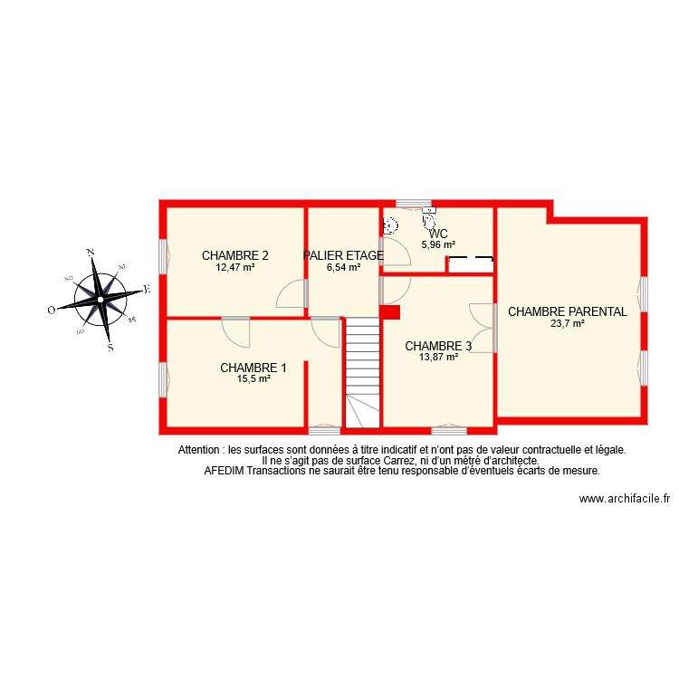 BI 8531 ETAGE. Plan de 7 pièces et 81 m2