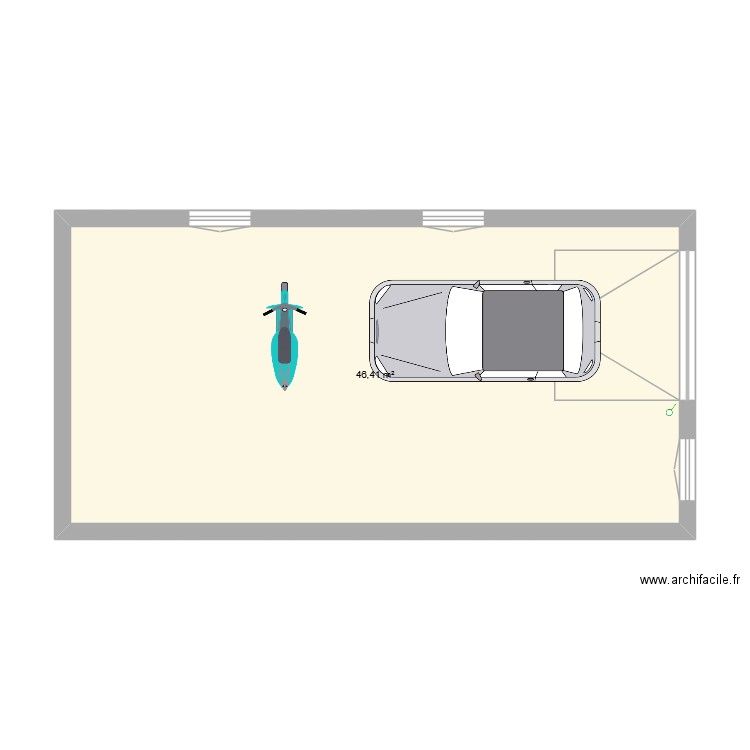 port vendres RDC. Plan de 1 pièce et 46 m2