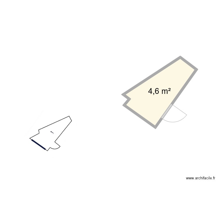 kocha. Plan de 1 pièce et 5 m2