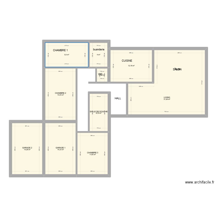 murs. Plan de 0 pièce et 0 m2