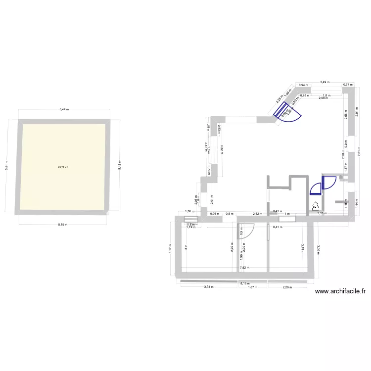 Combrit v1. Plan de 1 et 26 m² Combrit v1. Plan de 1 et 26 m²