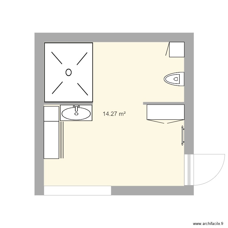 franz. Plan de 1 pièce et 14 m2