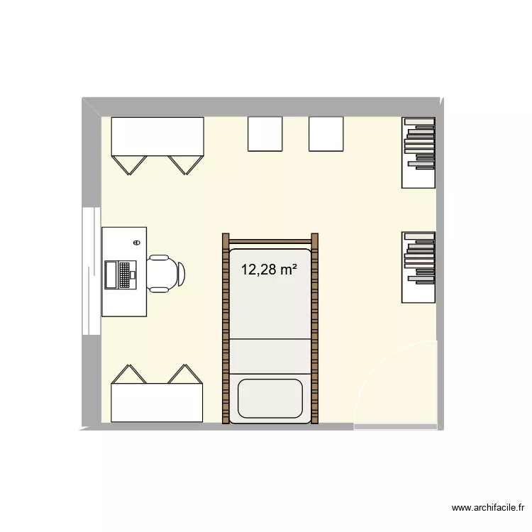 Chambre des filles. Plan de 1  et 12 m²