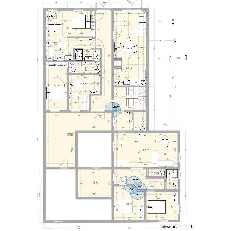 maison dunes 1er étage. Plan de 31 pièces et 331 m2