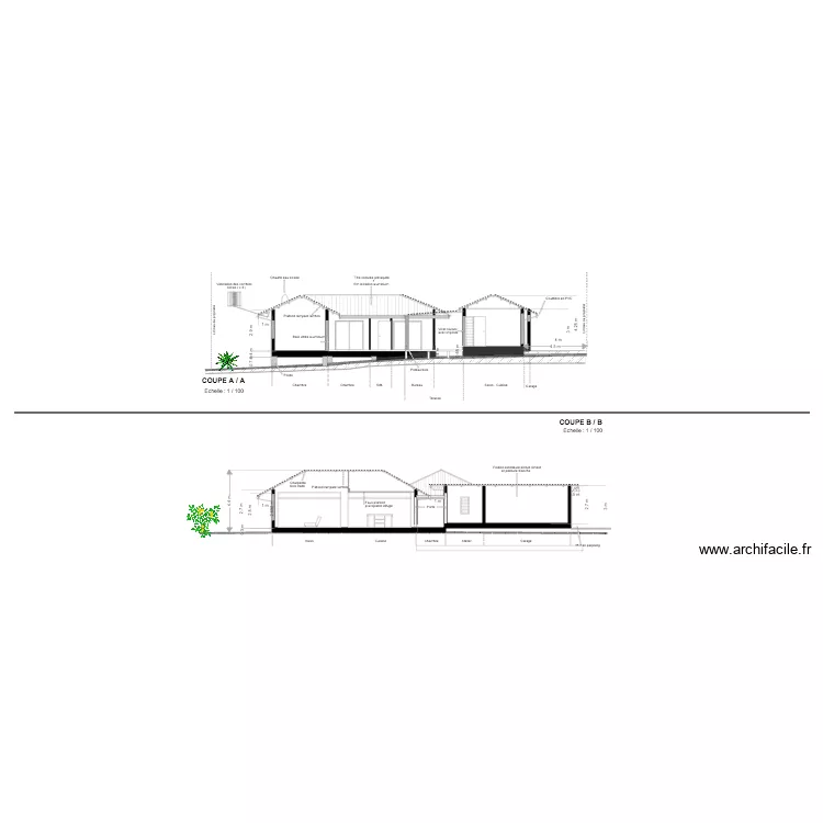 COUPE A A 2 . Plan de 