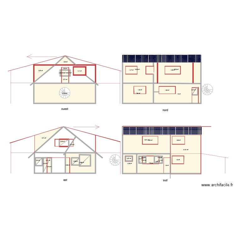 plans des façades. Plan de 0 pièce et 0 m2