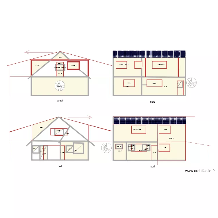 plans des fa&ccedil;ades. Plan de 