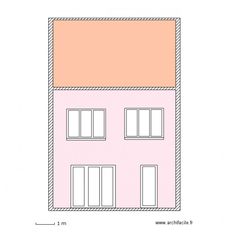 Facade arriere projet porte 1V sans soubssmt. Plan de 0 pièce et 0 m2