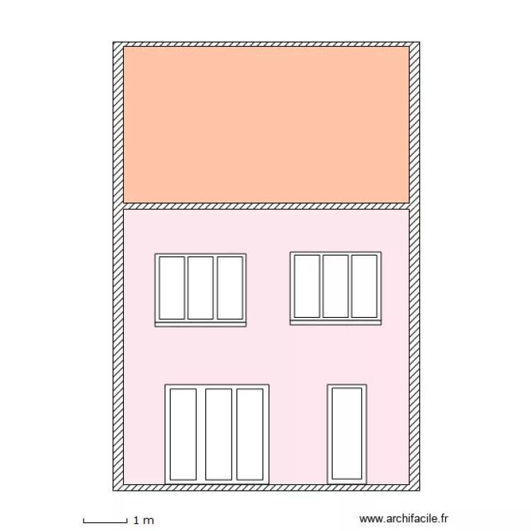 Facade arriere projet porte 1V sans soubssmt. Plan de 
