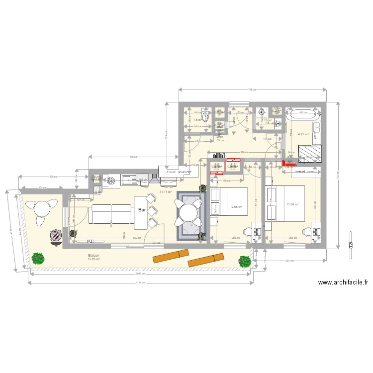 Projet Appart Emilien et Violette . Plan de 0 pièce et 0 m2