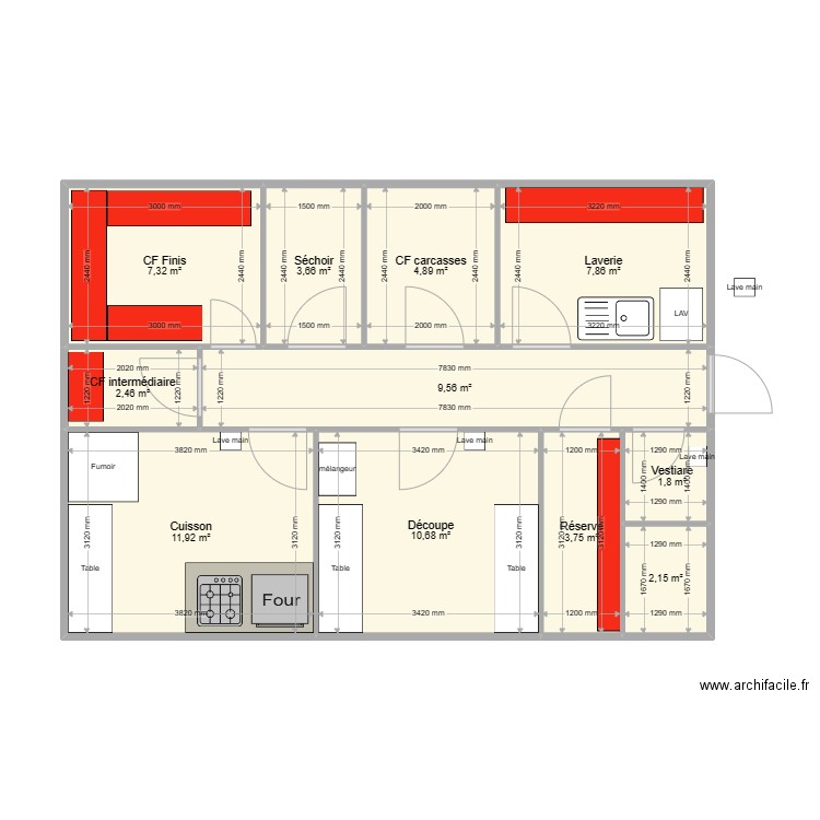 PORC BIO DU JURA. Plan de 11 pièces et 66 m2