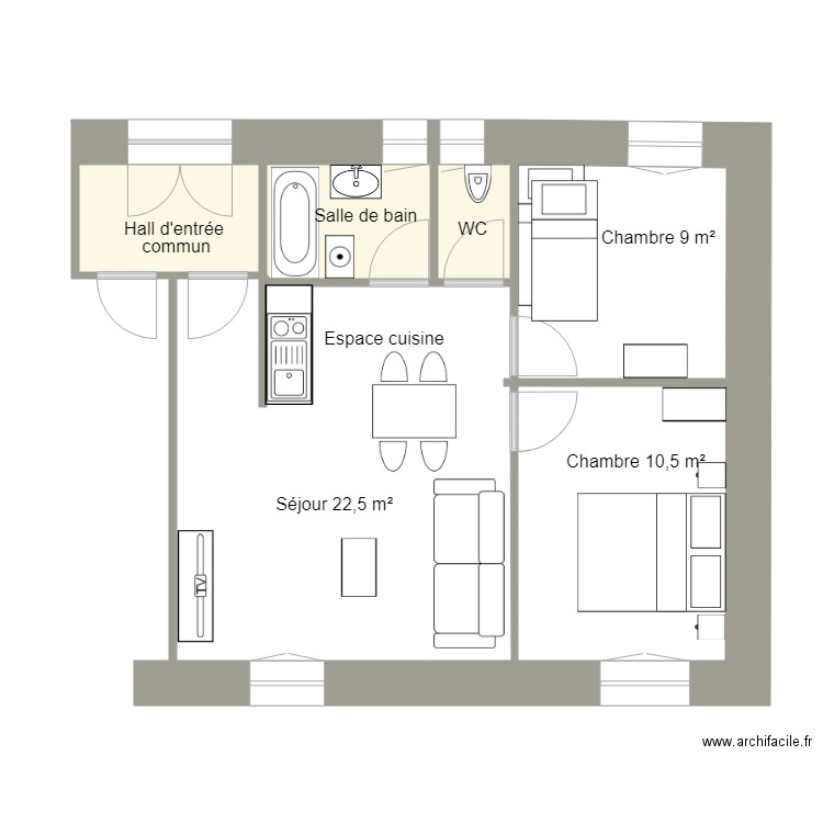 Gîte Isnard 5683. Plan de 3 pièces et 8 m2