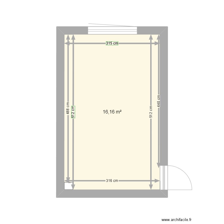 chambre lou. Plan de 1 pièce et 16 m2