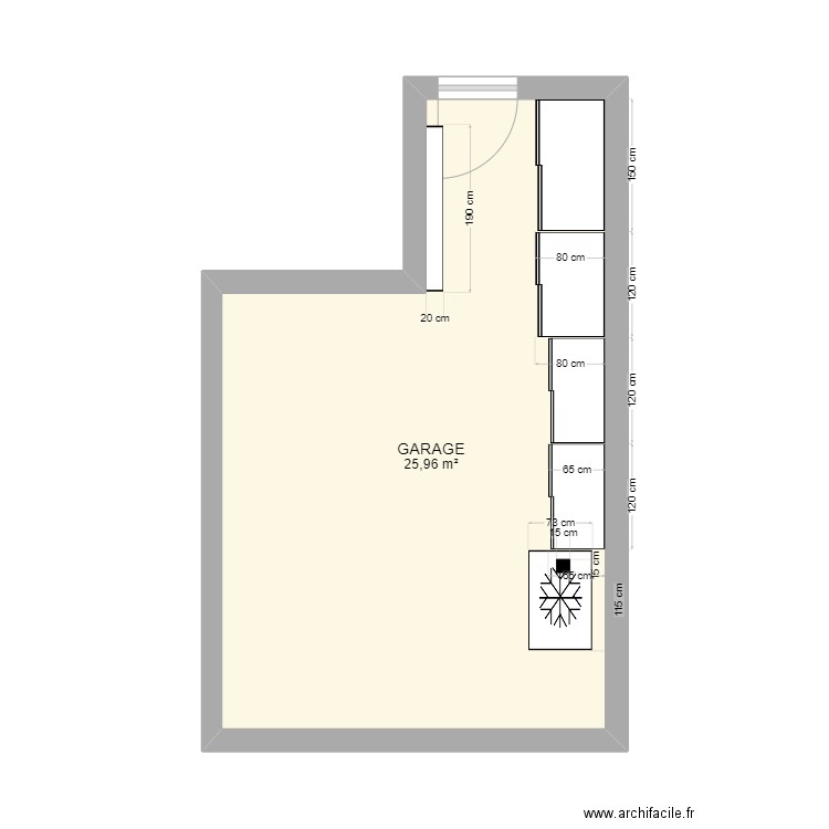 Garage-V1. Plan de 1 pièce et 26 m2