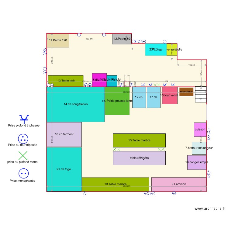 boulangerie Ohain ss 4 electricité et prise. Plan de 0 pièce et 0 m2