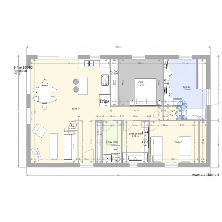 plan 100 m2 1 ouvertures de bases WC bureau. Plan de 0 pièce et 0 m2