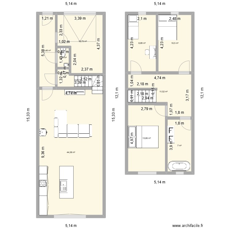 SA11. Plan de 10 pièces et 120 m2