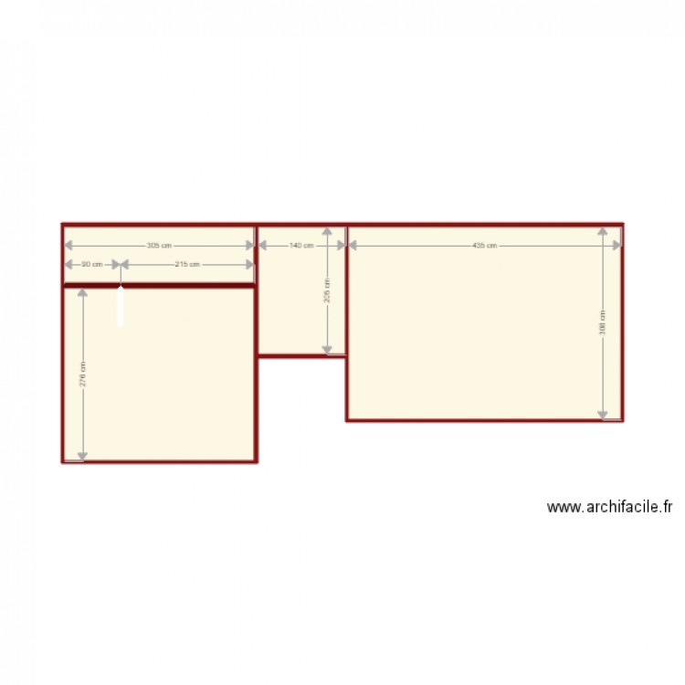 Q10 faux plafond lamelles scenario2. Plan de 4 pièces et 27 m2