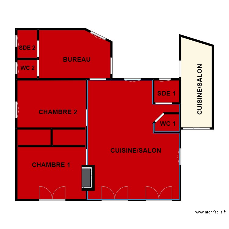 DAUDET IAD . Plan de 7 pièces et 97 m2