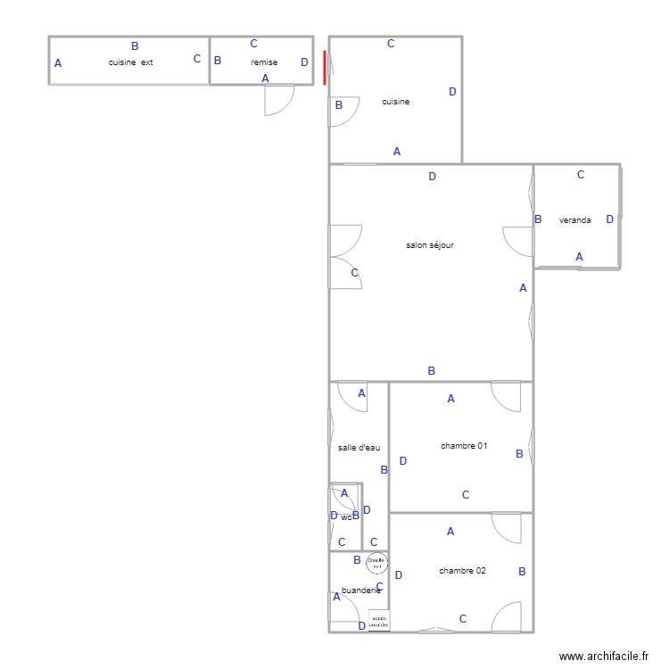 perin PB. Plan de 10 pièces et 96 m2