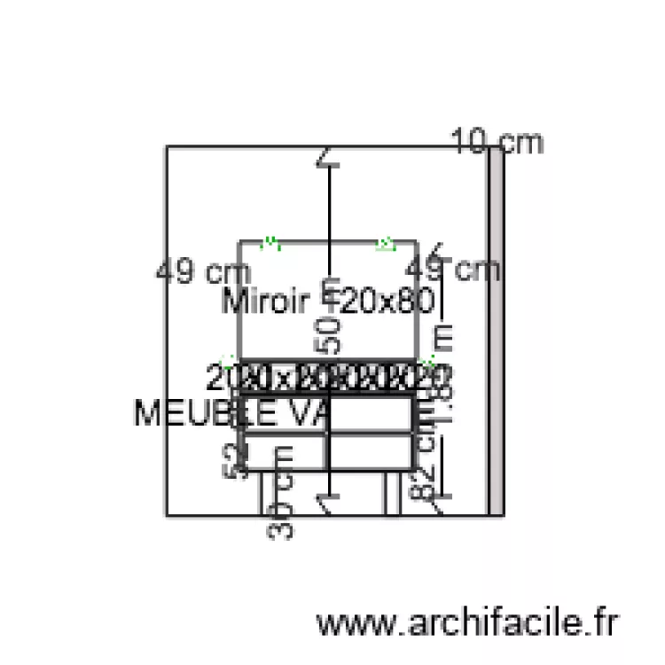 Face vasque sdb. Plan de Face vasque sdb. Plan de