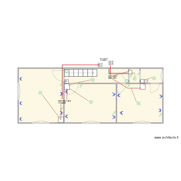 Fredy 2. Plan de 7 pièces et 23 m2