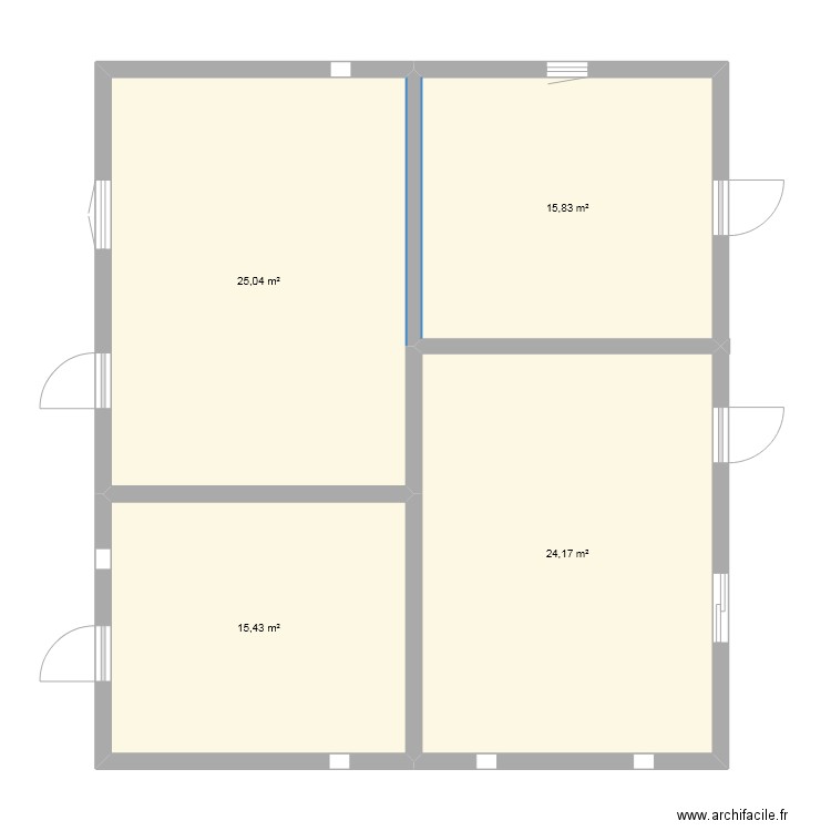 ampas. Plan de 4 pièces et 80 m2