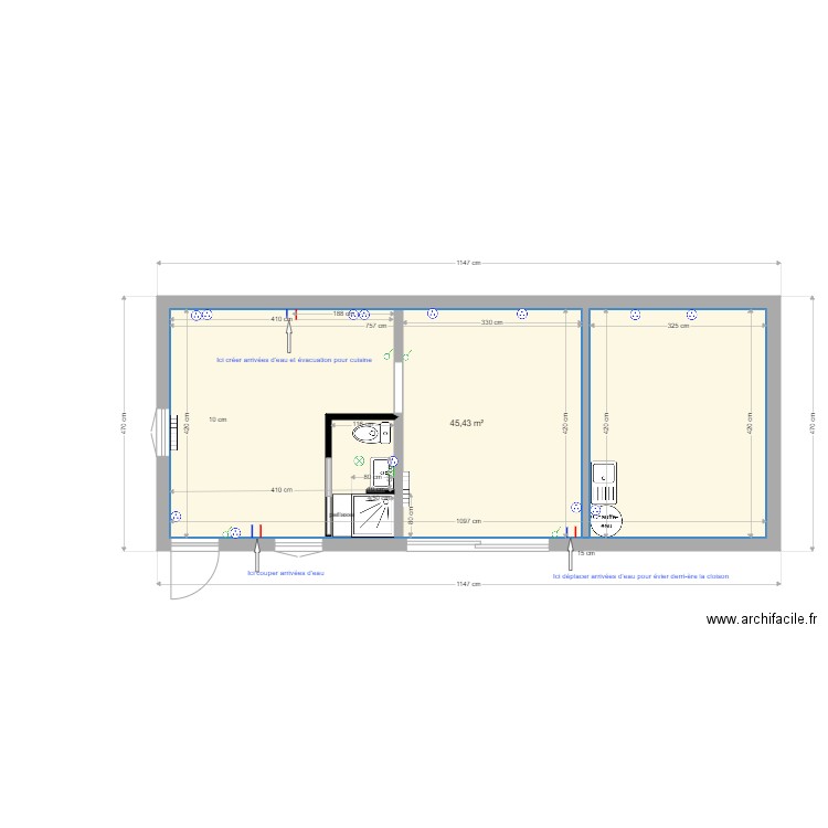 Annexe Bleheu cuisine inversée. Plan de 0 pièce et 0 m2