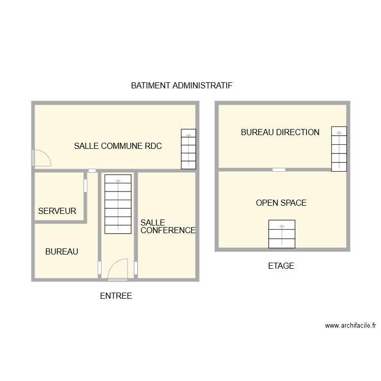 BAT ADMINISTRATIF ACT. Plan de 7 pièces et 41 m2