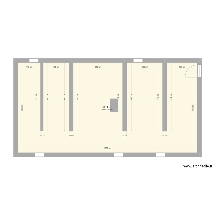 Plan maison LS. Plan de 1 pièce et 63 m2