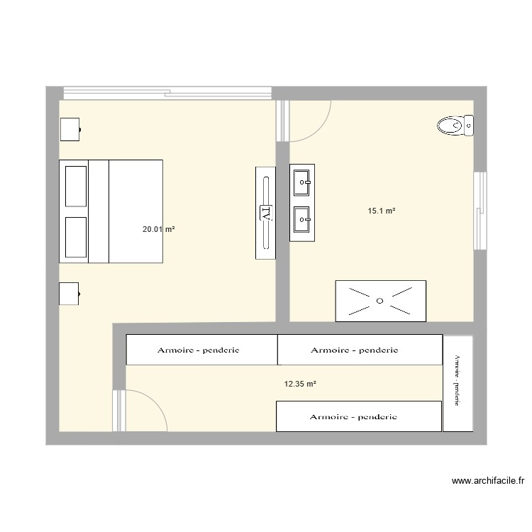 chambre parentale . Plan de 0 pièce et 0 m2