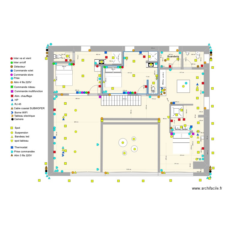 Etage elec.. Plan de 6 pièces et 156 m2