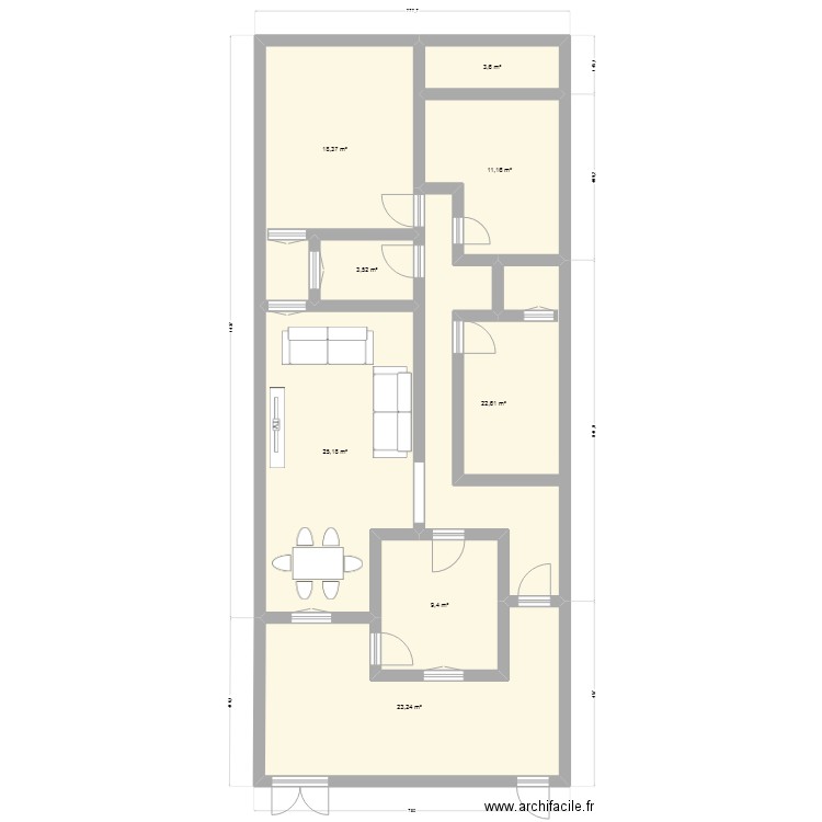 Plan maison Lella. Plan de 8 pièces et 117 m2