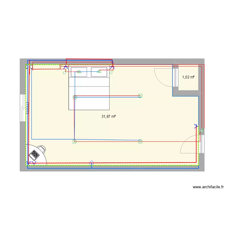 chambre hotel. Plan de 