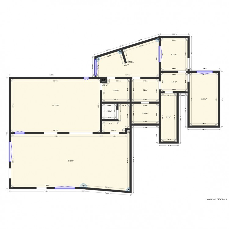 Restaurant LES P'TITS LOUPS. Plan de 13 pièces et 191 m2