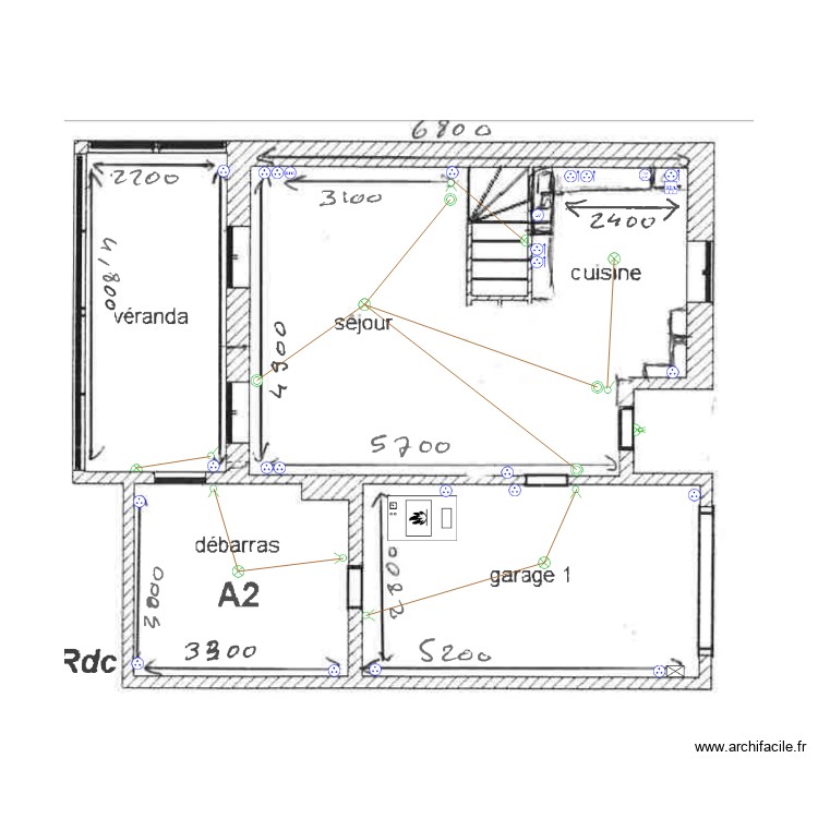 plan rdc &eacute;lectricit&eacute;. Plan de 0 pièce et 0 m2