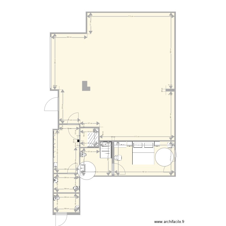 salle chambre 2 et sanitaires. Plan de 0 pièce et 0 m2