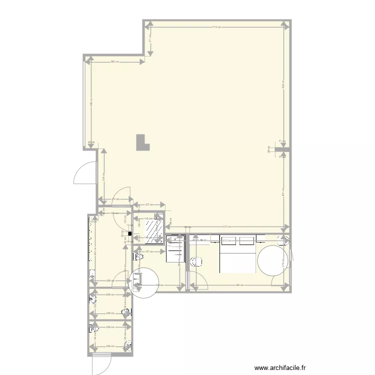 salle chambre 2 et sanitaires. Plan de 