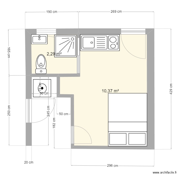 GARAGE 1. Plan de 2 pièces et 13 m2